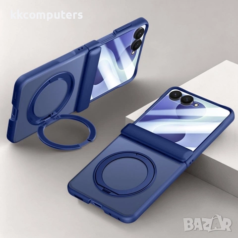 За Samsung Galaxy Z Flip8 Магнитен PC TPU Калъф със Стойка 360°, Матов Гръб и Скрийн Протектор от За, снимка 3 - Калъфи, кейсове - 55198497