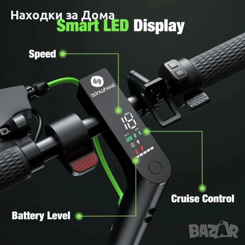 isinwheel S9Max Adult Commuter Electric Scooter 500W ‼️‼️ЧИСТО НОВА Електрическа Тротинетка ‼️‼️ 220, снимка 8 - Аксесоари и консумативи - 54999549