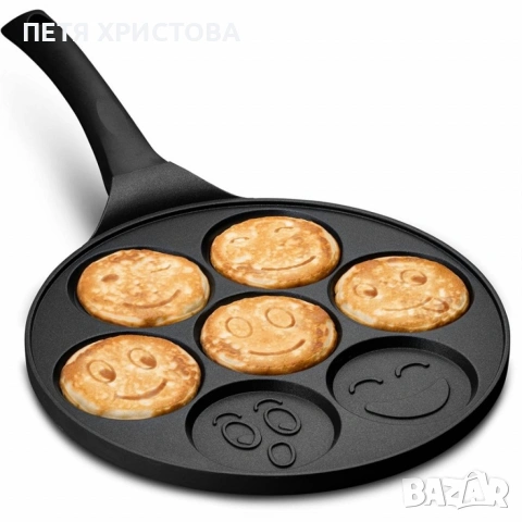 Тиган за палачинки с форми на емотикони – перфектен за весела и вкусна закуска., снимка 2 - Съдове за готвене - 54789401