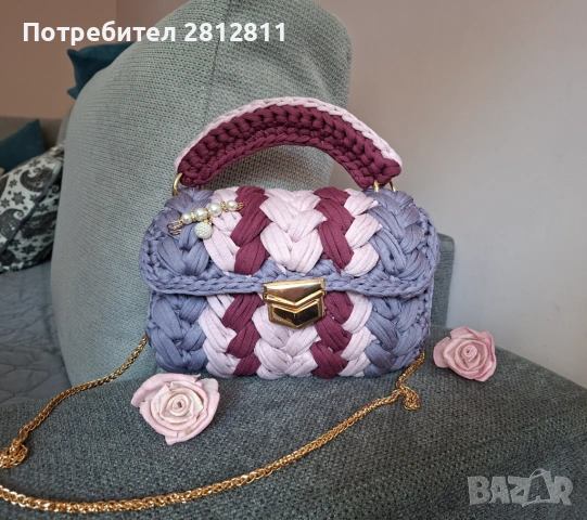 Плетена чанта ръчна изработка , снимка 3 - Чанти - 54735509