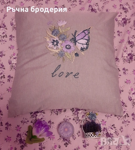 Ръчно бродирана калъфка за декоративна възглавница, снимка 7 - Възглавници - 55040415