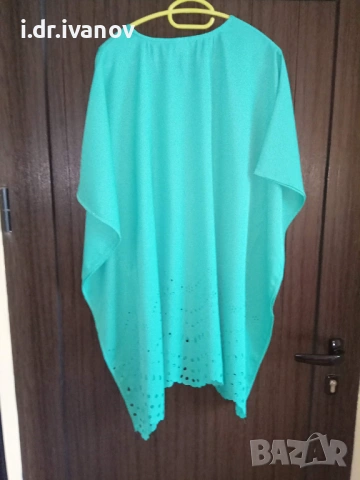 зелена туника с рязана бродерия , снимка 2 - Туники - 54095684