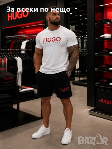 Hugo Boss Мъжки Летен Екип👕🩳Мъжки Къс Комплект Хуго Бос - 2 Цвята Kод B473, снимка 2 - Спортни дрехи, екипи - 55083411
