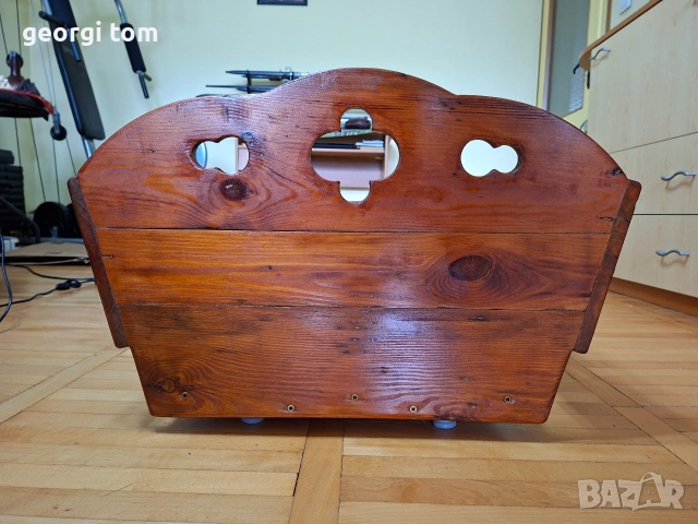 Бебешка дървена люлка за градина, ретро стил., снимка 2 - Градински мебели, декорация  - 54282064