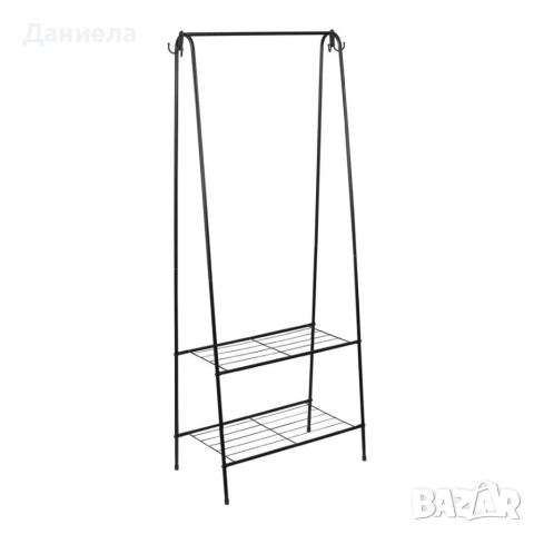 Метална закачалка за дрехи с 2 рафта за обувки и 4 куки – Отворен гардероб органайзер 109x41x150 см, снимка 7 - Други стоки за дома - 54840125