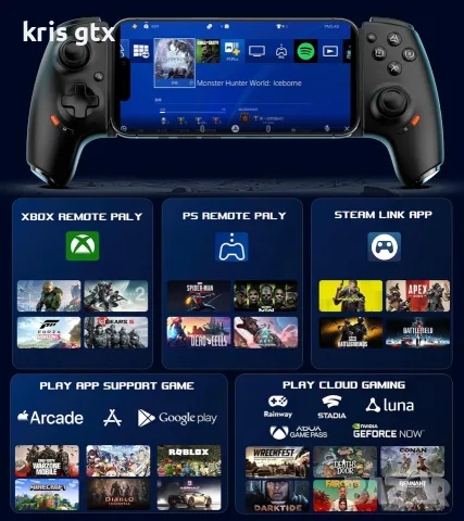 arVin Mobile Gaming Controller за Android и iPhone USB-C безжичен телефонен контролер с Hall Effect , снимка 8 - Слушалки, hands-free - 55378381