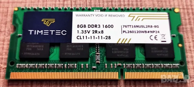 RAM SОDIMM памет Timetec 16Gb (2x 8Gb) DDR3L 1600MHz CL11 1.35v, снимка 2 - RAM памет - 55600181