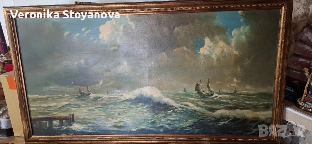 Картина масло"Бурно море"