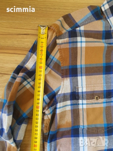 Карирана мъжка риза Esprit Slim Fit синьо и кафяво размер L 100% памук, снимка 13 - Ризи - 54810451