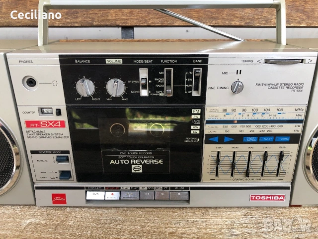 Радиокасетофон Toshiba RT-SX4 Boombox, снимка 3 - Радиокасетофони, транзистори - 54721591