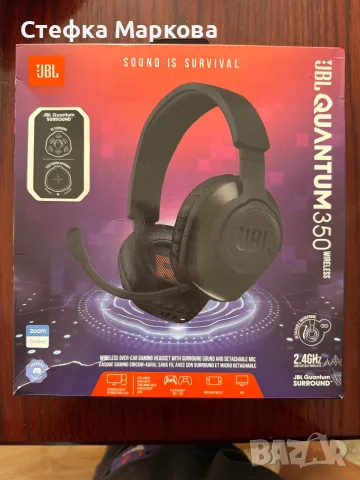 Слушалки безжични геймърски черни  Jbl quantum 350, снимка 4 - Безжични слушалки - 55478181