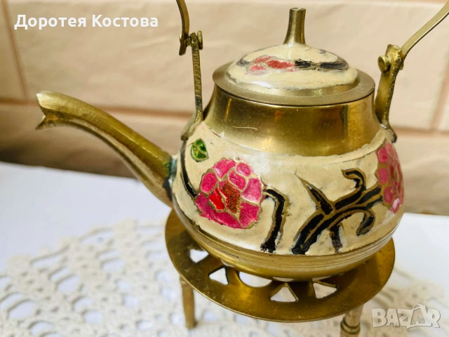 Красив месингов комплект от Англия с макове , снимка 9 - Антикварни и старинни предмети - 54437008