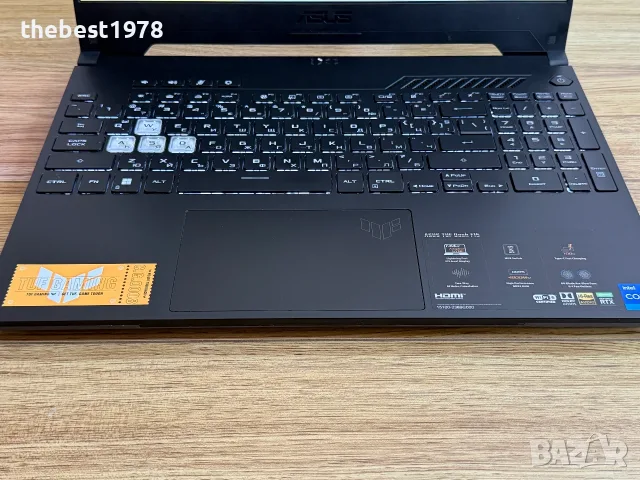 144Hz Asus Tuf Dash FX517`Core i7-12650H/16GB DDR5/512GB SSD/Nvidia RTX 3050Ti/Бат 6ч, снимка 3 - Лаптопи за игри - 55559279