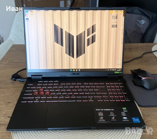 Гаранционен геймърски лаптоп Asus TUF F16 (FX608JH) RTX 5050 Intel I5 13450XH 32gb RAM