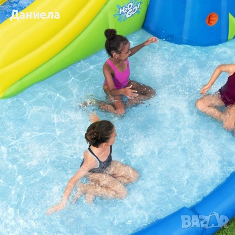 Надуваем воден парк с пързалка, стена за катерене, водно оръдие и вентилатор за бързо надуване, снимка 2 - Басейни и аксесоари - 54974812