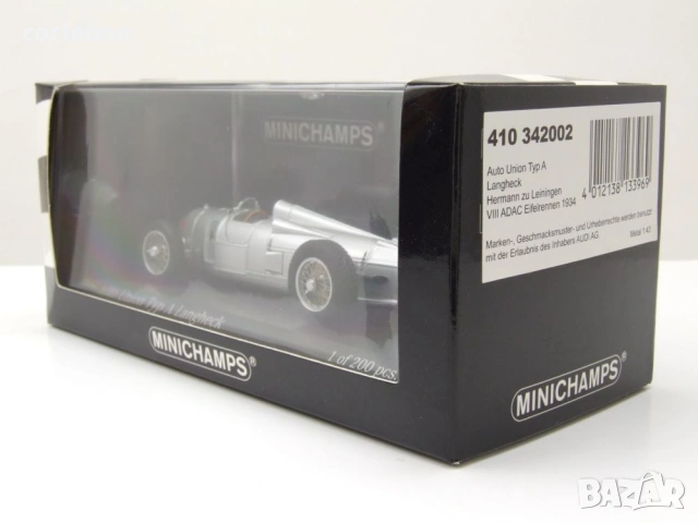 Auto Union Typ A Langheck n2 VIII ADAC Eifelrennen 1934 Hermann zu Leiningen - мащаб 1:43 Minichamps, снимка 9 - Колекции - 54940611