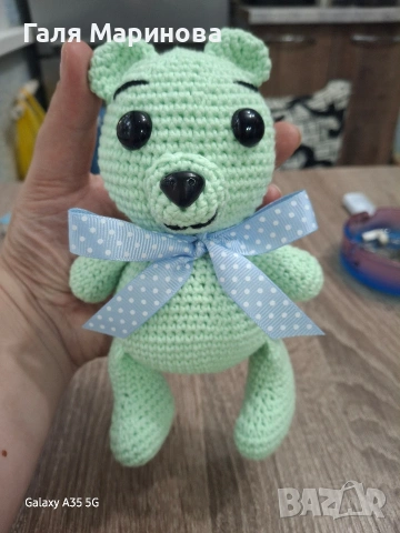 Ръчно плетено мече , снимка 2 - Плюшени играчки - 55002351