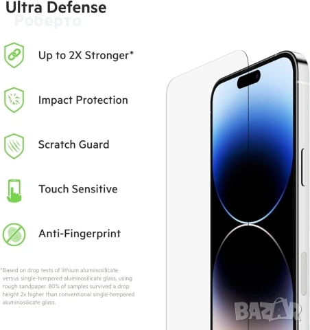 Belkin темперирано стъкло iPhone 14 Pro max, снимка 2 - Калъфи, кейсове - 54972132