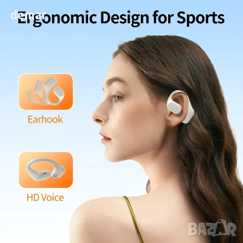 Безжични Bluetooth слушалки с отворени уши, с микрофони и кукички, iPhone и Android, снимка 3 - Безжични слушалки - 55569228