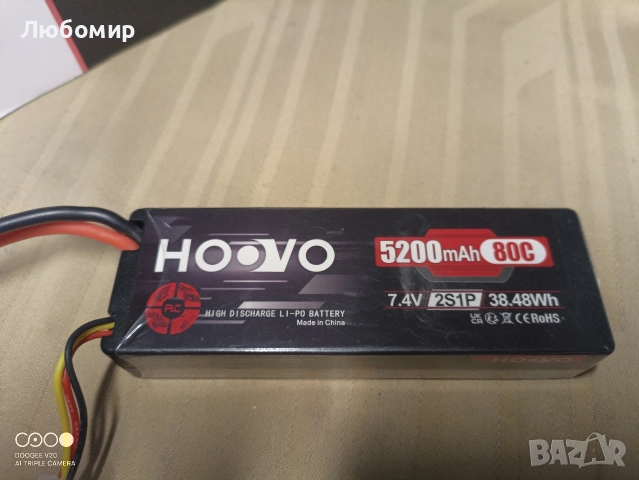 HOOVO 2S 7.4V 80C 5200mAh LiPo батерия с твърд калъф и T-образен конектор за RC , снимка 2 - Електрически играчки - 54856861