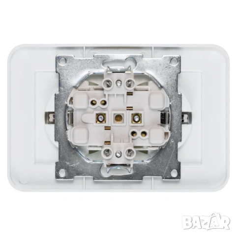 Двоен електрически контакт DeTech DE-9223-52 с рамка, Шуко, 16A, 250V, за вграждане, IP20, бял, снимка 4 - Друга електроника - 54822638