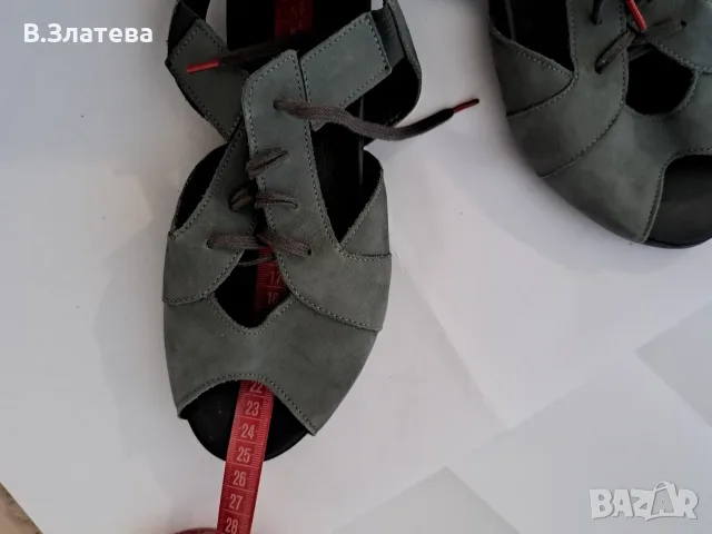 Сандали бежеви RIEKER №37,естествен велур и Сандали зелени Think  №38, естествен велур, снимка 9 - Сандали - 55411371