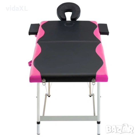 vidaXL 2-зонова сгъваема масажна кушетка, алуминий, черно и розово(SKU:110232), снимка 2 - Масажори - 54183073