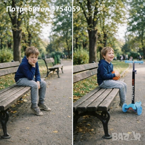 Детска тротинетка 21st Scooter със светещи колела, сгъваема, до 50кг – Синя, снимка 4 - Други - 55161839