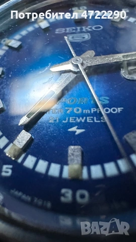 Seiko vintage 7019 механизъм обслужен, син сънбърст циферблат, снимка 3 - Мъжки - 55063306