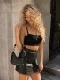 Луксозна mini hobo чанта - еко кожа - златни детайли - НОВА, снимка 1