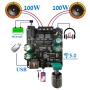 Hi-Fi Bluetooth 5.0 стерео усилвателен модул 2x100W Клас D – за автомобил, DIY проекти 10115, снимка 4