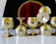 Бронзови чаши на столче,гравирани,барок. , снимка 6