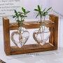 Стъклена ваза за хидропоника на дървена стойка „Heart Glass Vase“, снимка 4