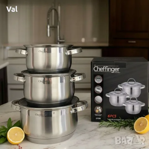 Cheffinger - комплект тенджери от неръждаема стомана – здравина, стил и готвене без компромис, снимка 2 - Съдове за готвене - 55697619