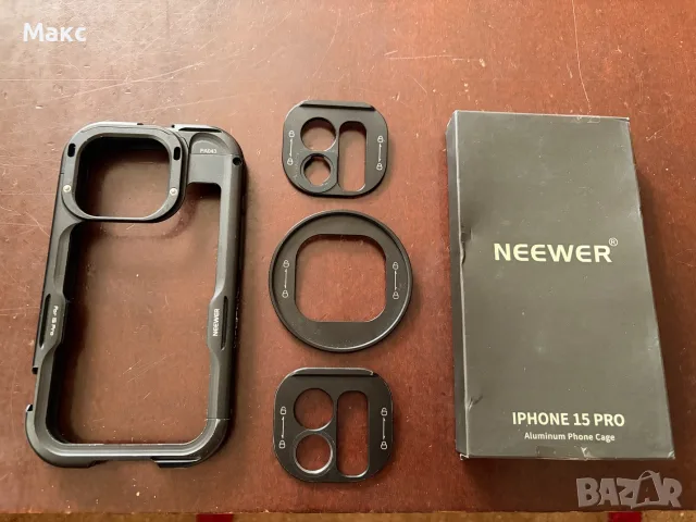 Кейдж NEEWER 15 Pro Cage [2nd Gen] за iPhone 15 pro, quick release, 67mm filter adapter, 17mm lens, снимка 8 - Калъфи, кейсове - 55411651