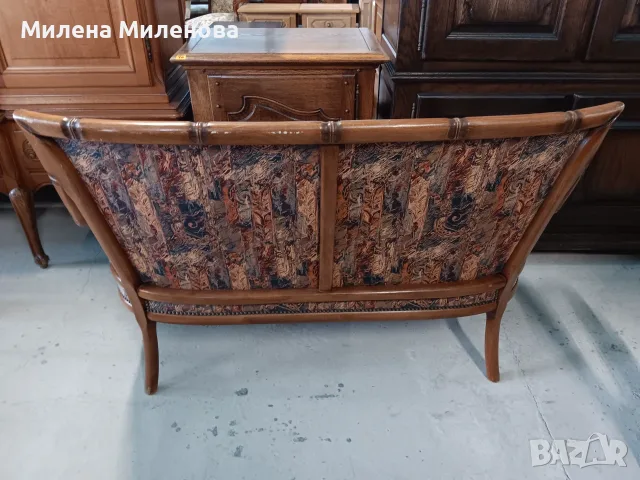 Диван двойка - бамбук, ратан и текстилна тапицерия , снимка 3 - Дивани и мека мебел - 55420001