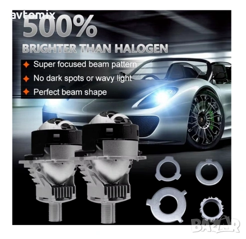 Bi-LED лупи за вграждане във фарове с къси и дълги светлини 3"инча 90W 6500lm 12V, снимка 8 - Аксесоари и консумативи - 54344139