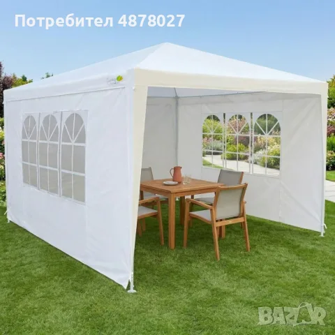 Градинска шатра 3x6 м водоустойчива - Парти палатка с 6 странични панела, прозорци и UV защита - тъм, снимка 4 - Градински мебели, декорация  - 55613661