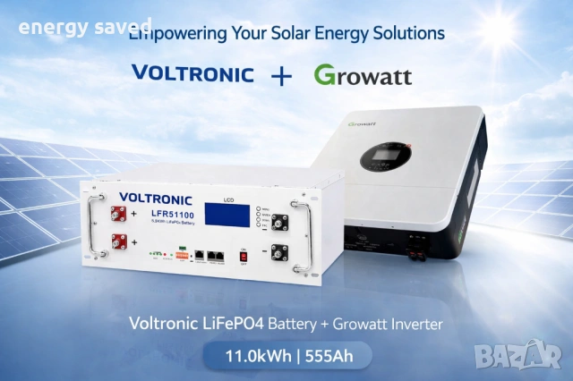 ПРОМО Соларна система Growatt SPF 6000 ES Plus + Батерия Lifepo4 5,5kw 6000 Цикъла