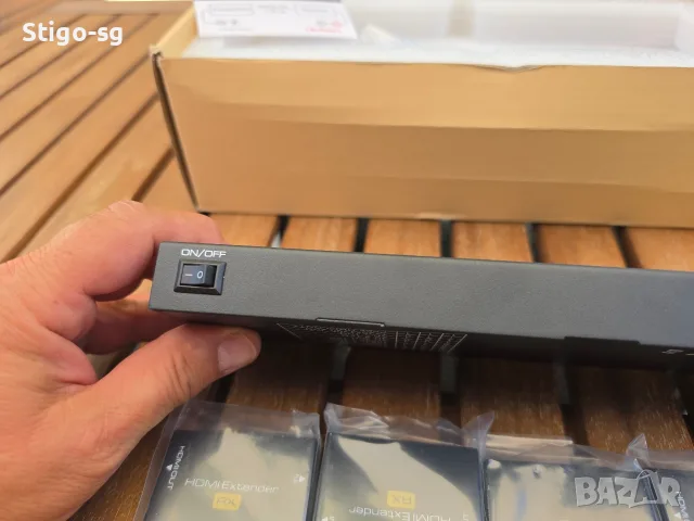 Продавам професионален HDMI Splitter Extender 1x6, нов, в оригинална кутия., снимка 3 - Мрежови адаптери - 55511501