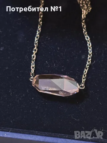 Елегантно колие Swarovski Elated с голям фасетиран кристал в нежен розов цвят, снимка 4 - Колиета, медальони, синджири - 55420481