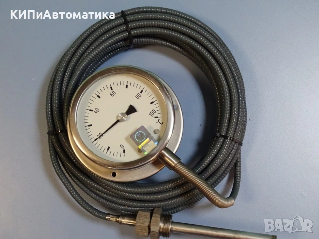 биметален термометър с капилярен датчик(сонда) WEC 3098/4 Ф100mm, 0/+100°C, снимка 8 - Резервни части за машини - 54205381