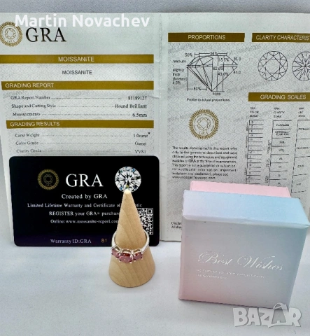 Сребърен пръстен с мойсанит (Диамант) 2 карата, снимка 2 - Пръстени - 54514877