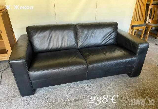 СТИЛЕН ЧЕРЕН КОЖЕН ДИВАН - стил и комфорт за модерен дом!, снимка 2 - Дивани и мека мебел - 54839788