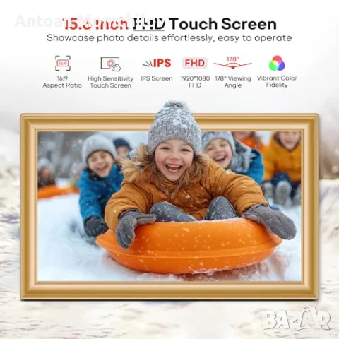 Дигитална фоторамка BIGASUO 15.6 64GB WiFi, снимка 3 - Друга електроника - 55347619