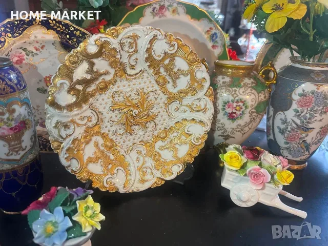 Meissen Germany  “ Злато и блясък” блестящо плато от най-добрата немска манифактура , снимка 6 - Антикварни и старинни предмети - 55529123