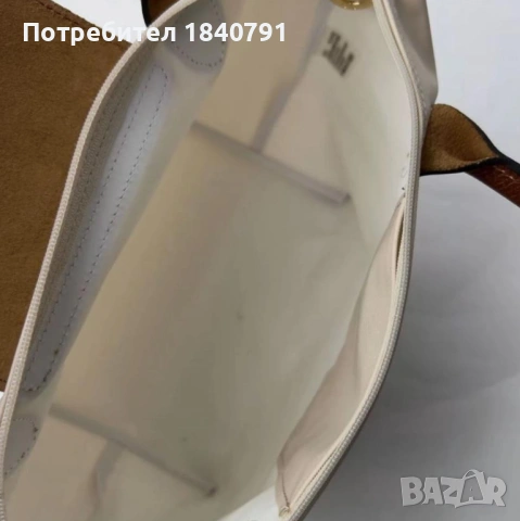 НОВА Longchamp Le Pliage – с етикети, млечно бежова, М, дълги дръжки, снимка 7 - Чанти - 54517947