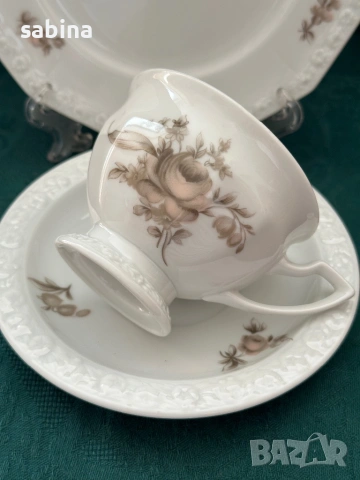 Rosenthal Maria - 6 броя троен сет с декор  „Sepia rose”, снимка 4 - Сервизи - 54859197