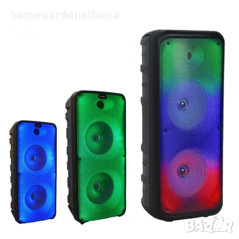 Безжична RGB тонколона 2×8 инча 1200W Bluetooth батерия микрофон дистанционно FM, снимка 3 - Тонколони - 54166041
