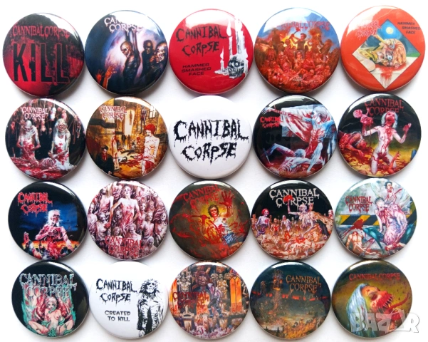 Значки на Death Metal банди Obituary Cannibal Corpse Pestilence Hypocrisy Messiah, снимка 2 - Колекции - 49813196